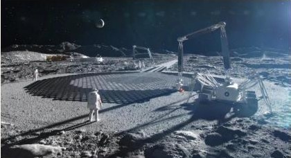 Robotic construction equipment operating on a lunar surface